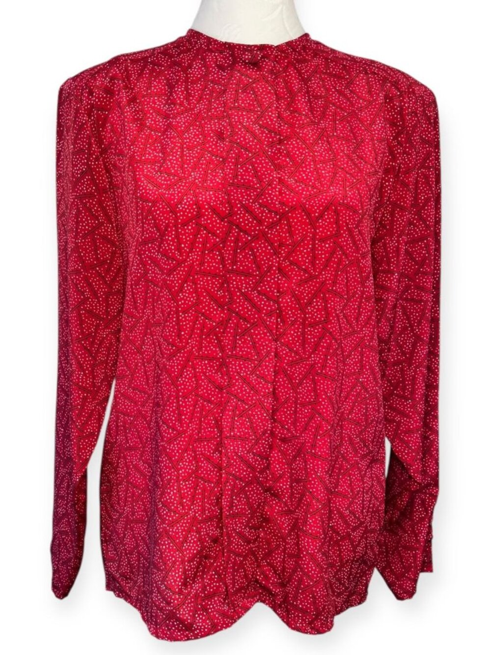 Oscar de la Renta Vintage Red Blouse Secretary Corporate Sleek Size 4